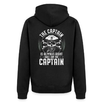 Kapitän Skipper Segeln Yacht Segler Boot Segelboot - Unisex Premium Bio Zip Hoodie - Schwarz - Hinten - Nico (187cm)