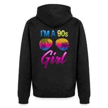 Retro 90er Jahre Hawaii Sonnenbrille für Mädchen - Unisex Premium Bio Zip Hoodie - Schwarz - Hinten - Nico (187cm)