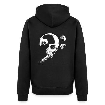 Totenkopf Bassschlüssel Bassist Musiker Skelett - Unisex Premium Bio Zip Hoodie - Schwarz - Hinten - Nico (187cm)