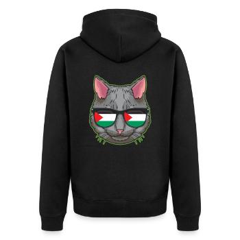 Drapeau Palestine Libre Chat Palestinien de Gaza - Veste à capuche bio Premium Unisexe - noir - Dos - Nico (187cm)