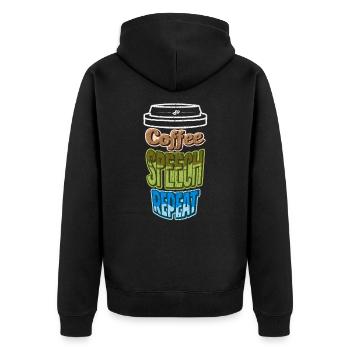 Logopädie Kaffee Sprachtherapie Pathologie - Unisex Premium Bio Zip Hoodie - Schwarz - Hinten - Nico (187cm)