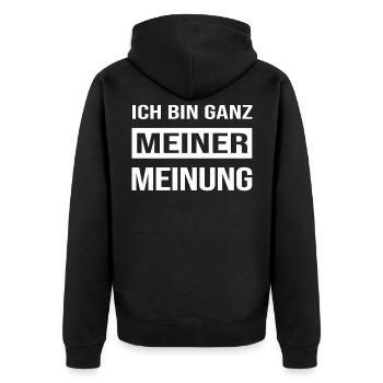 Ganz meiner Meinung - Unisex Premium Bio Zip Hoodie - Schwarz - Hinten - Nico (187cm)