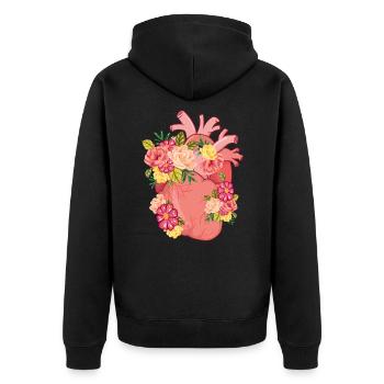Fleur coeur amour biologie médecine illustration - Veste à capuche bio Premium Unisexe - noir - Dos - Nico (187cm)