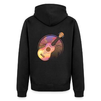 Ukulélé Vintage Sunset Musician Nature Hawaii - Veste à capuche bio Premium Unisexe - noir - Dos - Nico (187cm)