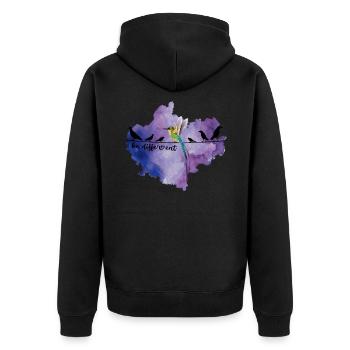 Be Different Sweet Bird Colibri Be Different Saying - Unisex Premium Organic Zip Hoodie - black - Back - Nico (187cm)