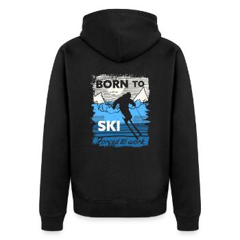 Vintage Born To Ski, obligé de travailler - Veste à capuche bio Premium Unisexe - noir - Dos - Nico (187cm)