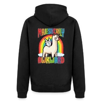 Arc en ciel majestueux lama licorne ange - Veste à capuche bio Premium Unisexe - noir - Dos - Nico (187cm)