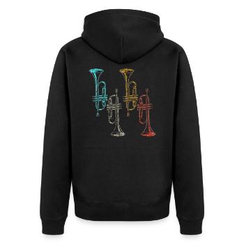 Retro Musikinstrument Blasinstrument Trompete - Unisex Premium Bio Zip Hoodie - Schwarz - Hinten - Nico (187cm)