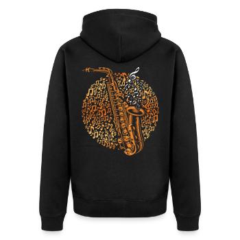 Saxophone Musician Saxophonist Jazz Music Art - Unisex Premium Organic Zip Hoodie - black - Back - Nico (187cm)