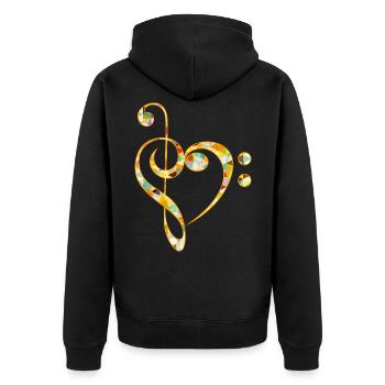 Basse clé musique coeur instrument de musique musicien - Veste à capuche bio Premium Unisexe - noir - Dos - Nico (187cm)