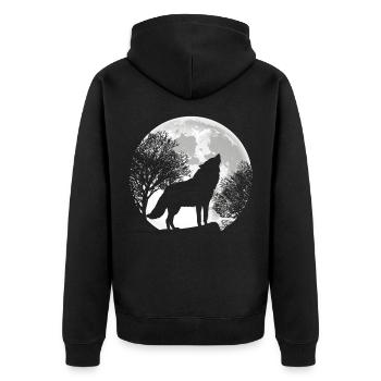 Loup hurlant lune silhouette loups nature - Veste à capuche bio Premium Unisexe - noir - Dos - Nico (187cm)