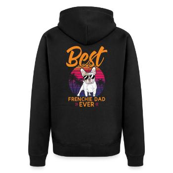 French Bulldog papa cadeau de bouledogue français - Veste à capuche bio Premium Unisexe - noir - Dos - Nico (187cm)