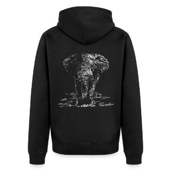 Éléphant d'Afrique dessin safari bien-être des animaux - Veste à capuche bio Premium Unisexe - noir - Dos - Nico (187cm)