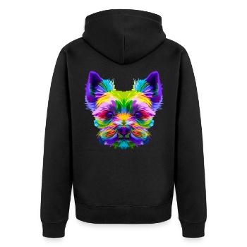 Geometrischer Yorkshire Terrier Hundebesitzer - Unisex Premium Bio Zip Hoodie - Schwarz - Hinten - Nico (187cm)