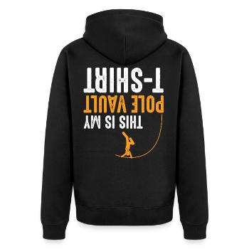 Stabhochsprung Spruch Leichtathletik Athlet - Unisex Premium Bio Zip Hoodie - Schwarz - Hinten - Nico (187cm)
