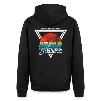 Paradise Island Sommer Santa Monica Beach - Unisex Premium Bio Zip Hoodie - Schwarz - Hinten - Nico (187cm)