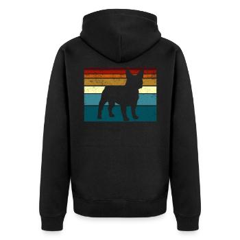 Chien bouledogue français rétro - Veste à capuche bio Premium Unisexe - noir - Dos - Nico (187cm)