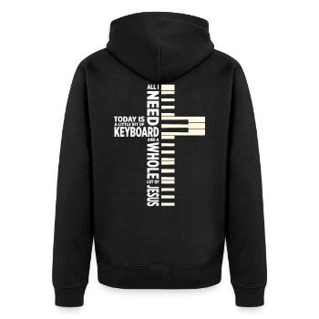 Christlicher Keyboard Musiker Jesus Lover Band - Unisex Premium Bio Zip Hoodie - Schwarz - Hinten - Nico (187cm)