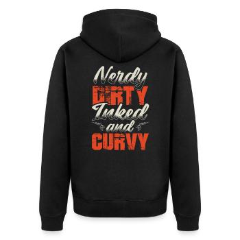 Tattooed Nerdy Inked Curvy Woman Tattoo - Unisex Premium Organic Zip Hoodie - black - Back - Nico (187cm)