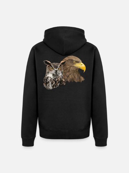 Pigargo and Owl - Unisex Premium Organic Zip Hoodie - black