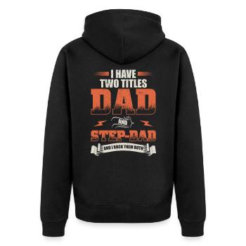 Papa Stiefvater Geschenk Geschenkidee - Unisex Premium Bio Zip Hoodie - Schwarz - Hinten - Nico (187cm)