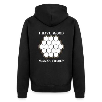 Lustiges Brettspiel Siedlers Holz Handel - Unisex Premium Bio Zip Hoodie - Schwarz - Hinten - Nico (187cm)