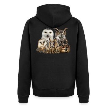 Eulen - Unisex Premium Bio Zip Hoodie - Schwarz - Hinten - Nico (187cm)