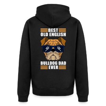 Vieux papa bulldog anglais | Promeneur de chien - Veste à capuche bio Premium Unisexe - noir - Dos - Nico (187cm)