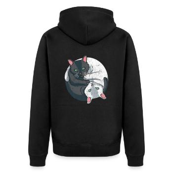 Doux Yin Yang chat chat spirituel chat animal de compagnie - Veste à capuche bio Premium Unisexe - noir - Dos - Nico (187cm)