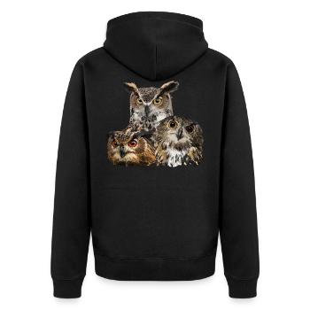 Nächtliche Raubvögel - Unisex Premium Bio Zip Hoodie - Schwarz - Hinten - Nico (187cm)