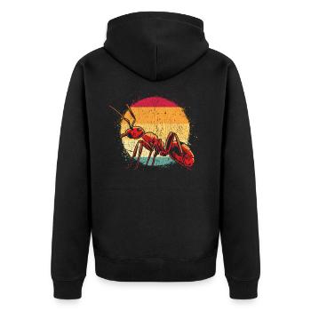 Vintage Ant Nature Forest Illustration - Unisex Premium Organic Zip Hoodie - black - Back - Nico (187cm)