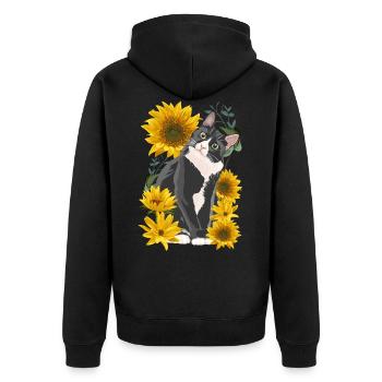 Doux chat tournesol jardin chatons - Veste à capuche bio Premium Unisexe - noir - Dos - Nico (187cm)