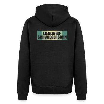 Lieblings Schwiegersohn Geschenkidee - Unisex Premium Bio Zip Hoodie - Schwarz - Hinten - Nico (187cm)