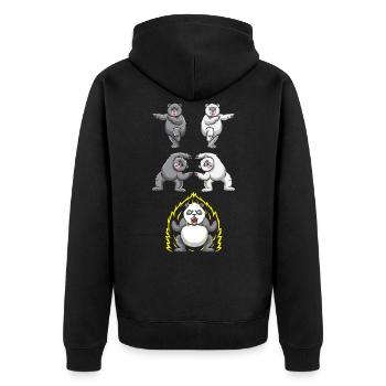 Lustige Panda Fusion Eisbär Transformation - Unisex Premium Bio Zip Hoodie - Schwarz - Hinten - Nico (187cm)