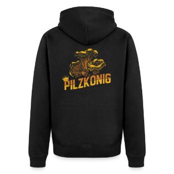 Pilzkönig Pilze Pilzsammler Geschenkidee - Unisex Premium Bio Zip Hoodie - Schwarz - Hinten - Nico (187cm)
