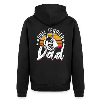 Bull Terrier Dad Geschenkidee Hunde - Unisex Premium Bio Zip Hoodie - Schwarz - Hinten - Nico (187cm)