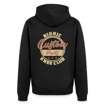Lustige bionische Knie Ersatz Operation Erholung - Unisex Premium Bio Zip Hoodie - Schwarz - Hinten - Nico (187cm)