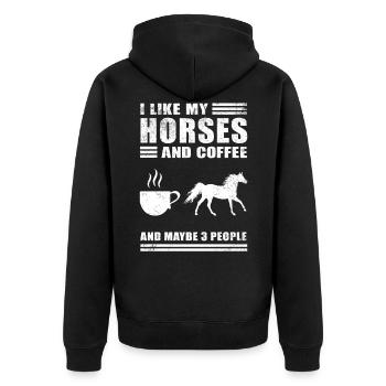 I Like Reiten Reiter Geschenkidee Pferde - Unisex Premium Bio Zip Hoodie - Schwarz - Hinten - Nico (187cm)