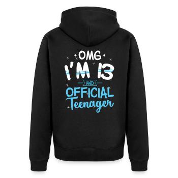 13th birthday official teenager gift - Unisex Premium Organic Zip Hoodie - black - Back - Nico (187cm)