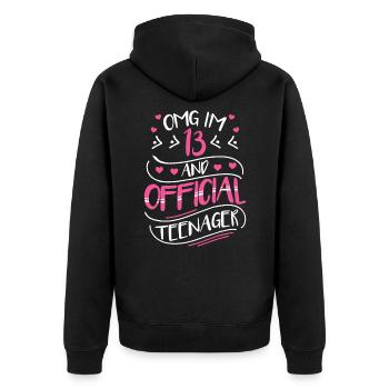 13th birthday girl gift official teenager - Unisex Premium Organic Zip Hoodie - black - Back - Nico (187cm)