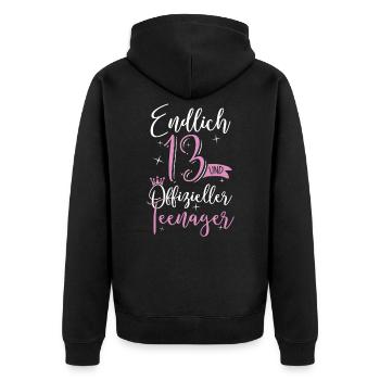 13 Geburtstag Mädchen Geschenk Teenager - Unisex Premium Bio Zip Hoodie - Schwarz - Hinten - Nico (187cm)
