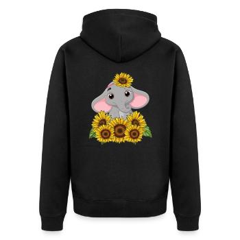 Doux tournesol Éléphant Amoureux des animaux Safari - Veste à capuche bio Premium Unisexe - noir - Dos - Nico (187cm)