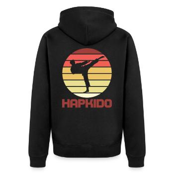 Hapkido rétro - Veste à capuche bio Premium Unisexe - noir - Dos - Nico (187cm)