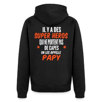 il y a des supers héros. Humour papy cadeau - Veste à capuche bio Premium Unisexe - noir - Dos - Nico (187cm)
