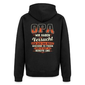 Opa Geschenkidee Geschenk Geburtstag - Unisex Premium Bio Zip Hoodie - Schwarz - Hinten - Nico (187cm)