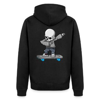 Dabbing skeleton skateboard Halloween skater - Unisex Premium Organic Zip Hoodie - black - Back - Nico (187cm)