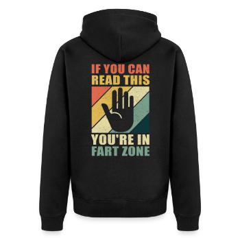 Fart Zone Fart Farting Gift Men - Unisex Premium Organic Zip Hoodie - black - Back - Nico (187cm)