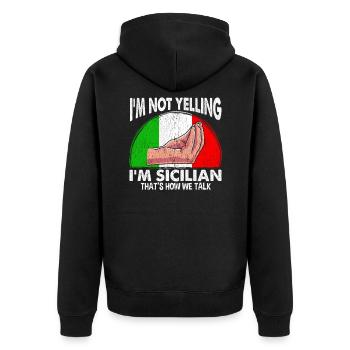 Citation drôle de Sicile pour hurler les Siciliens - Veste à capuche bio Premium Unisexe - noir - Dos - Nico (187cm)
