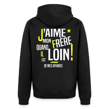 Frère et sœur cadeau frangin humour - Veste à capuche bio Premium Unisexe - noir - Dos - Nico (187cm)