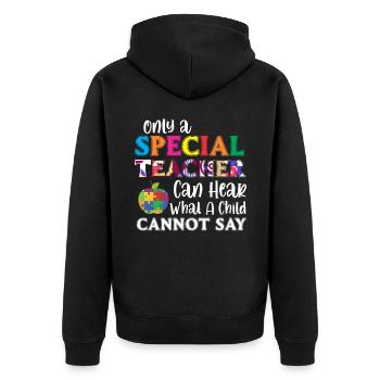 Special education teacher for special education children - Unisex Premium Organic Zip Hoodie - black - Back - Nico (187cm)